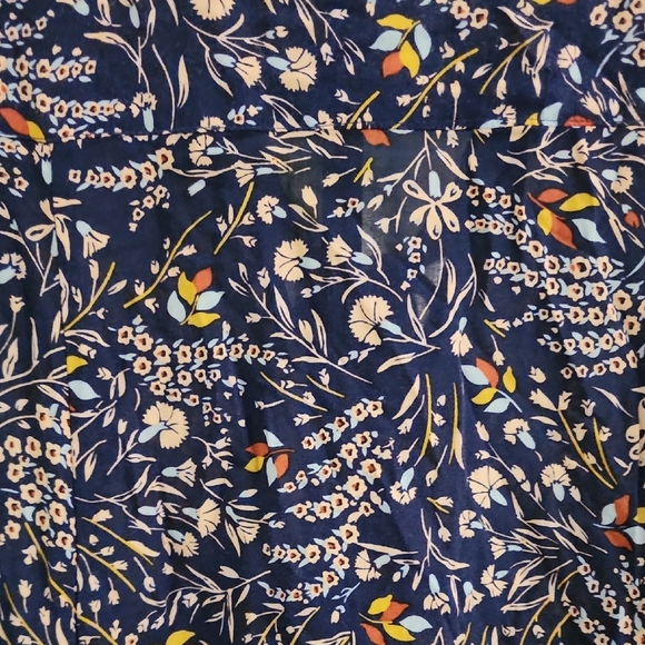 Maeve Anthropologie Navy Floral Peplum Blouse Size Small - Picture 8 of 13